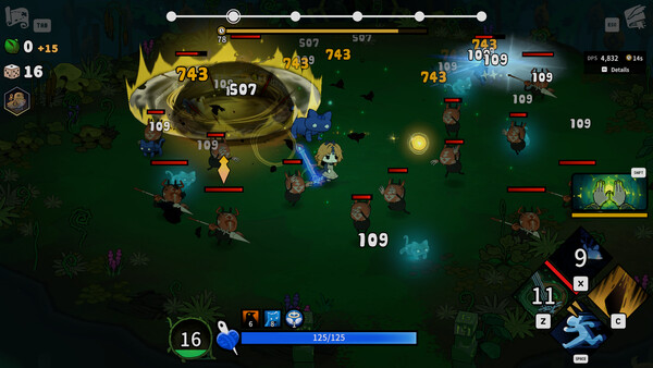 Garden of Witches area attack hitting a large group of enemies