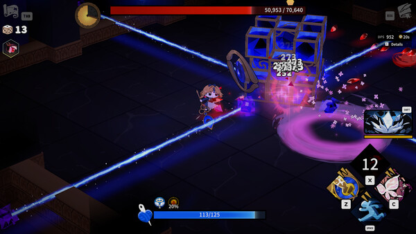 Garden of Witches ranged combat with projectiles crossing the arena